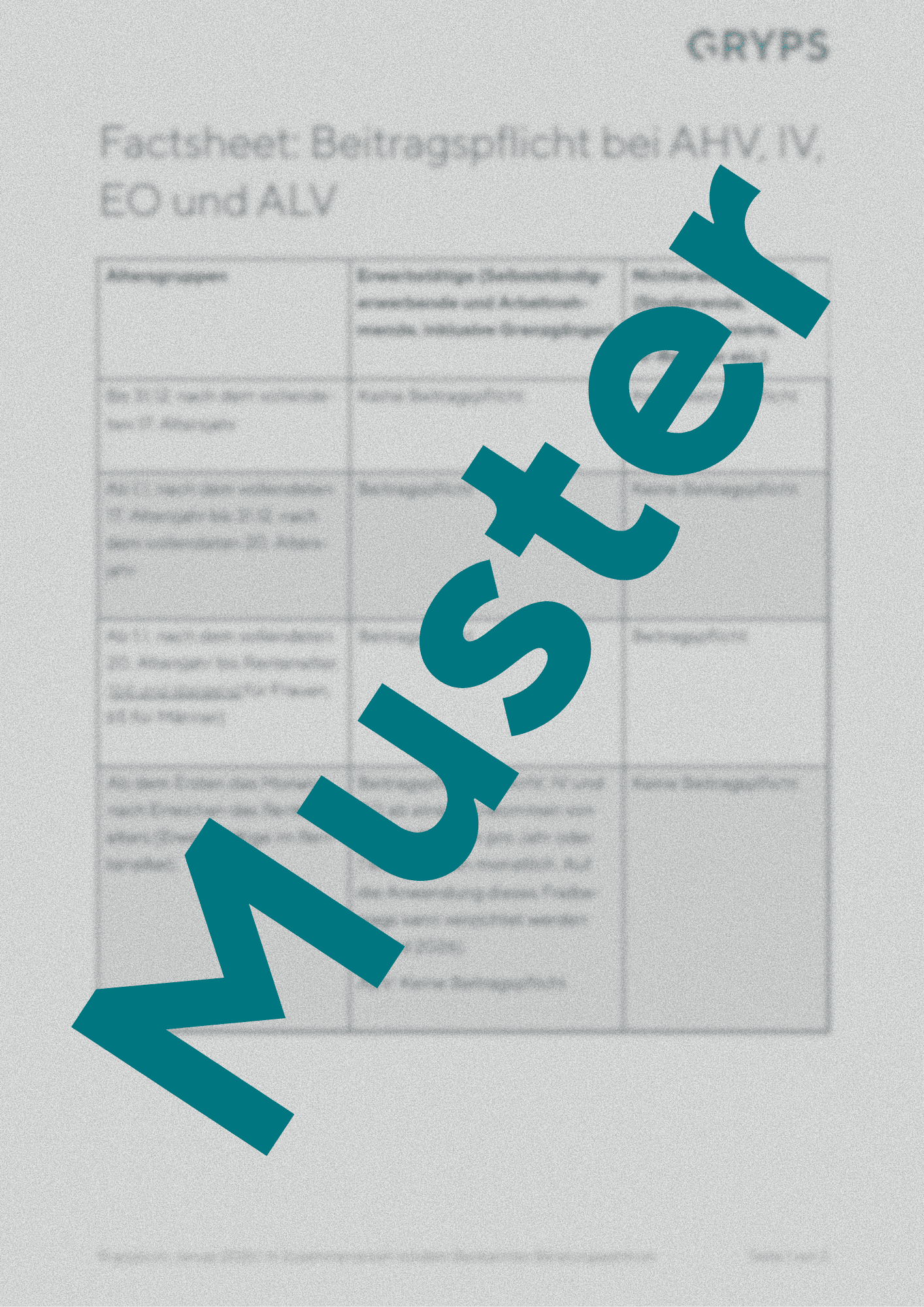 Vorschaubild Factsheet Beitragspflicht bei AHV, IV, EO und ALV