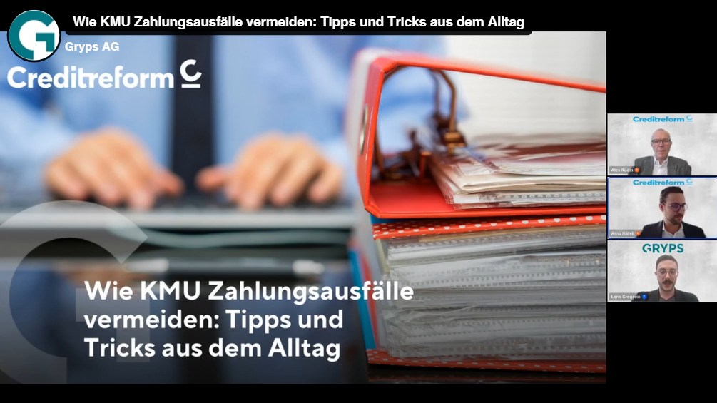 Webinar von Gryps mit Creditreform zum Thema "Wie KMU Zahlungsausfälle vermeiden"