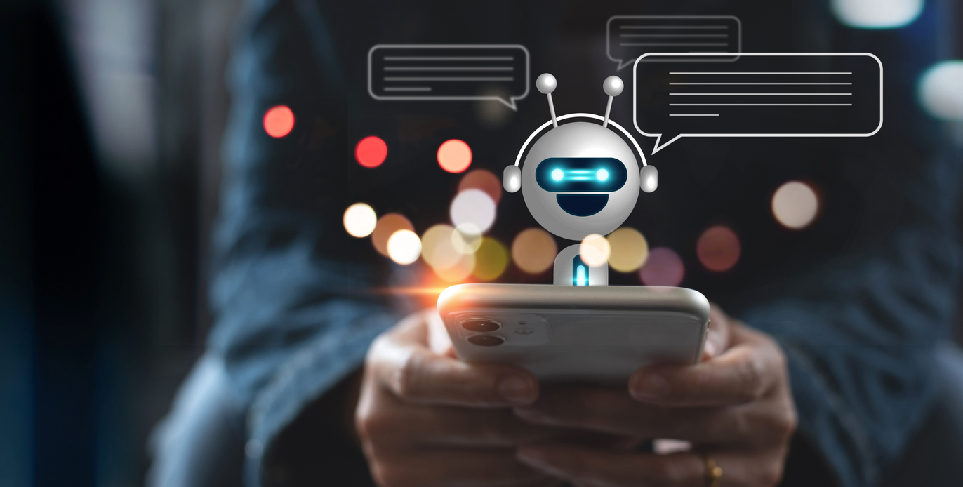 Illustration eines AI-Chatbots auf einem Smartphone
