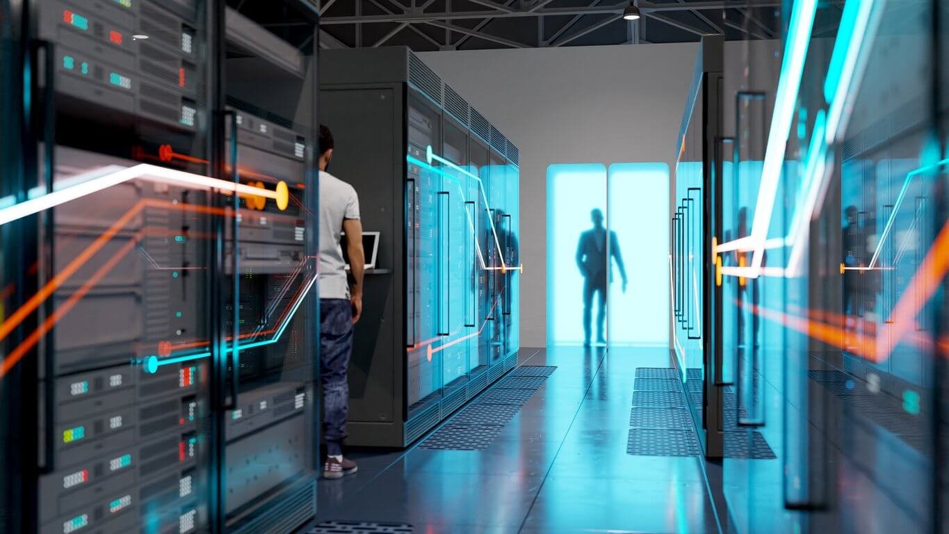 Abbildung eines Serverraums zur Speicherung von Firmendaten in einer Cloud